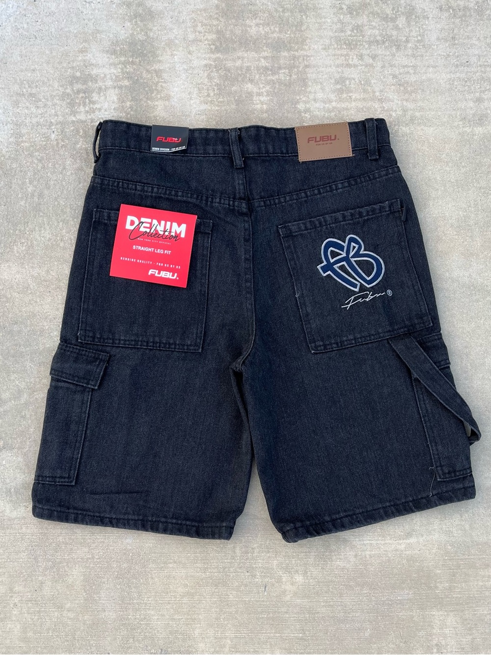 NWT FUBU Vtg Denim Cargo Carpenter Shorts Size 30 Y2K